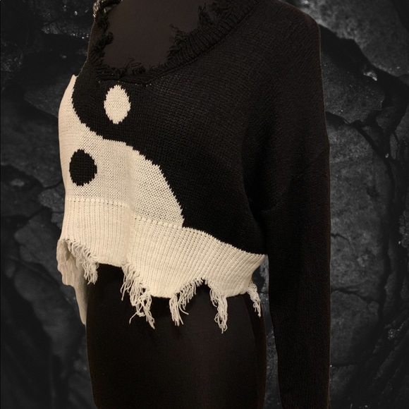 Just Polly Ripped and Distressed Crop Sweater - Picture 13 of 13